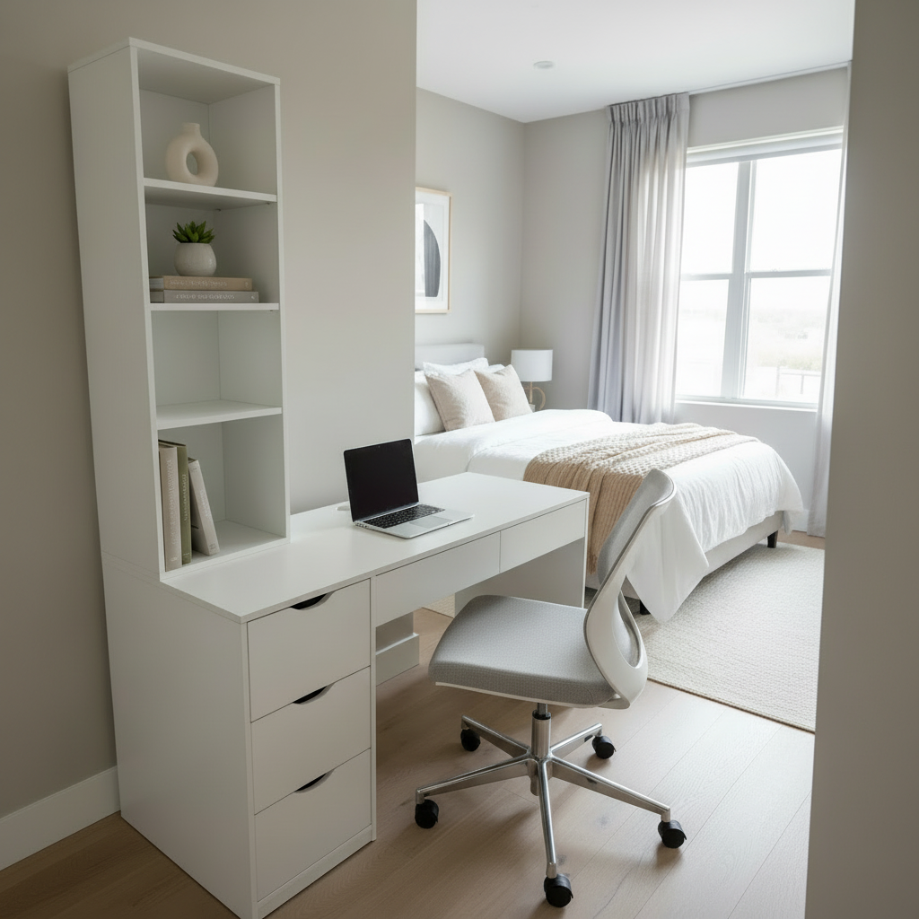 Escritorio con estantería